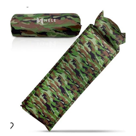 Sleeping Pad 72”x22”x2” Camo Green Camping Indoor Outdoor Portable Lightweight - Picture 1 of 5